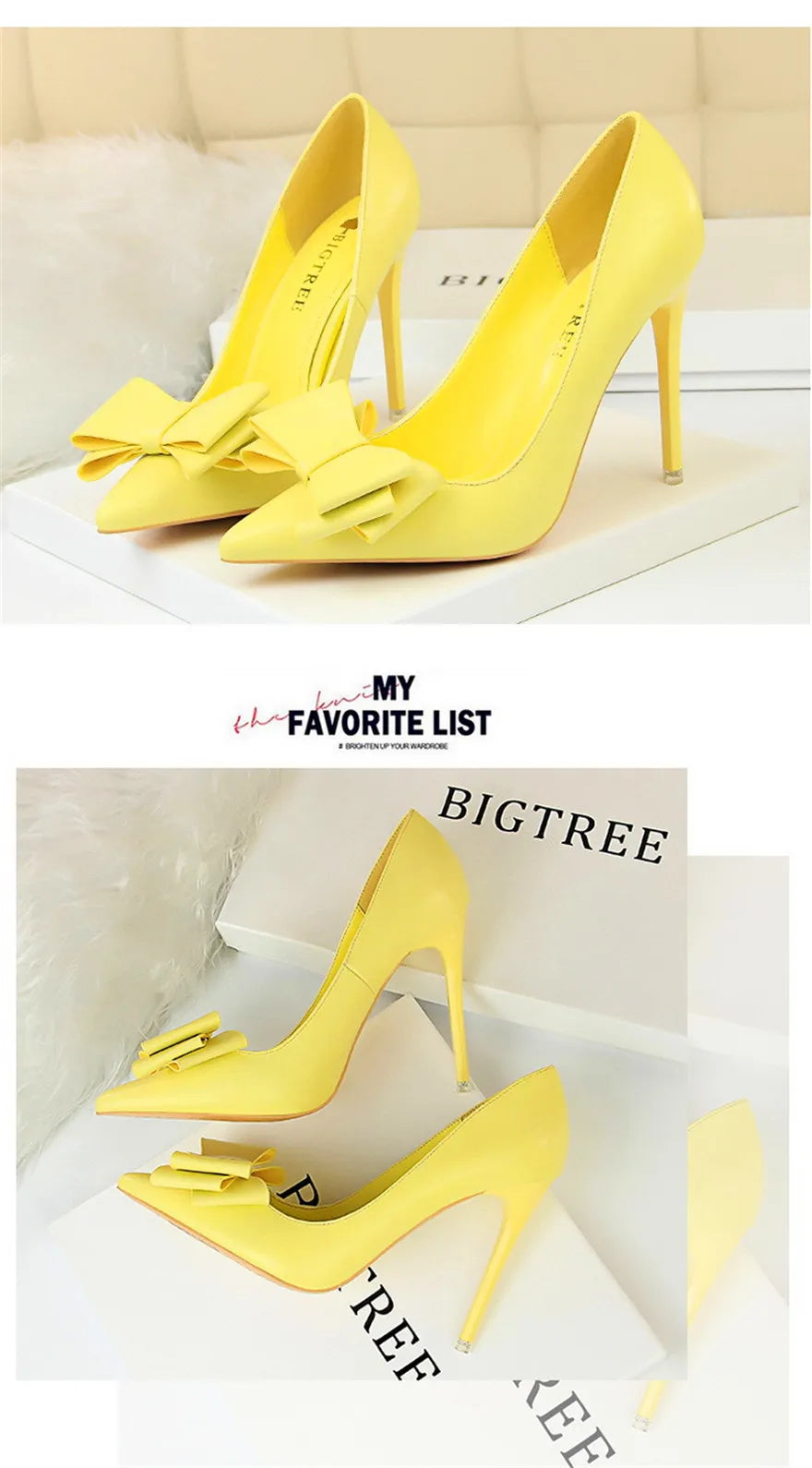 BIGTREE Red Blue Black Shoes Bowknot Sweet Woman Pumps Soft Leather Pointy Toe Women High Heels Stiletto Dress Office Lady Shoes