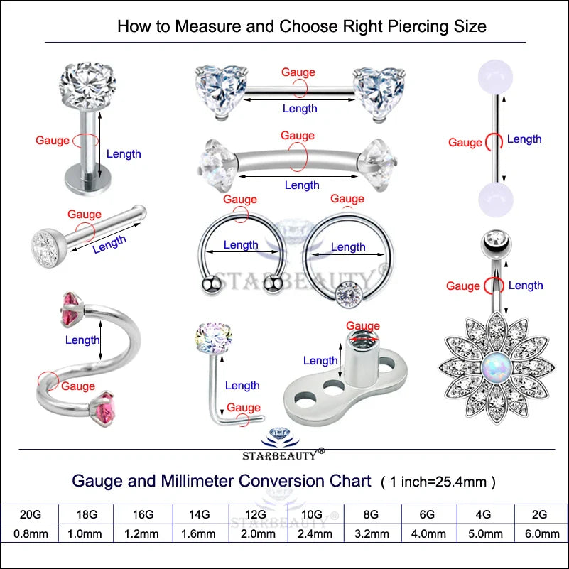 1Pc Moon Ball Smile Piercing Tooth, Labret Nose Ring, Conch Earrings, Nipple Genital Jewelry, Helix Tragus Piercing 1.2x6/8/10mm