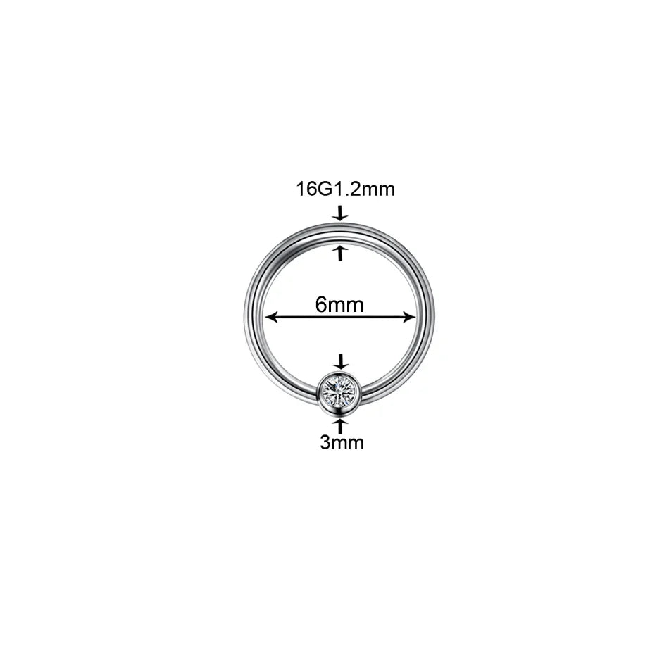 1Pc Titanium Nose Piercing Earrings Anodized Captive Bead Rings 16G Septum Hoop Ring Helix Daith Cartilage Tragus Earrings