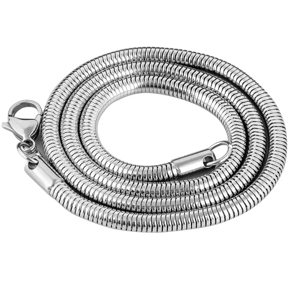 1 piece Stainless steel Round Snake Chain Pendant Necklace For Men Women Necklace Jewelry