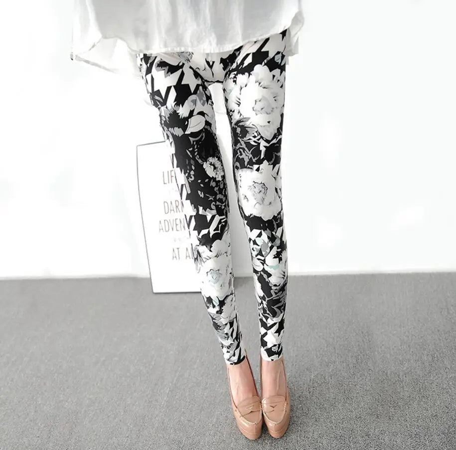 CUHAKCI Floral Sexy Pants Printed Legging Women Love Fitness Leggins Push Up Trousers Casual High Quality Sport