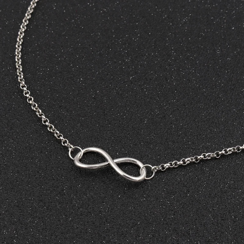 Aihua New Fashion Silver Color Infinity Necklaces & Pendants for Women Choker Party Jewelry Gifts Bijuter Collar