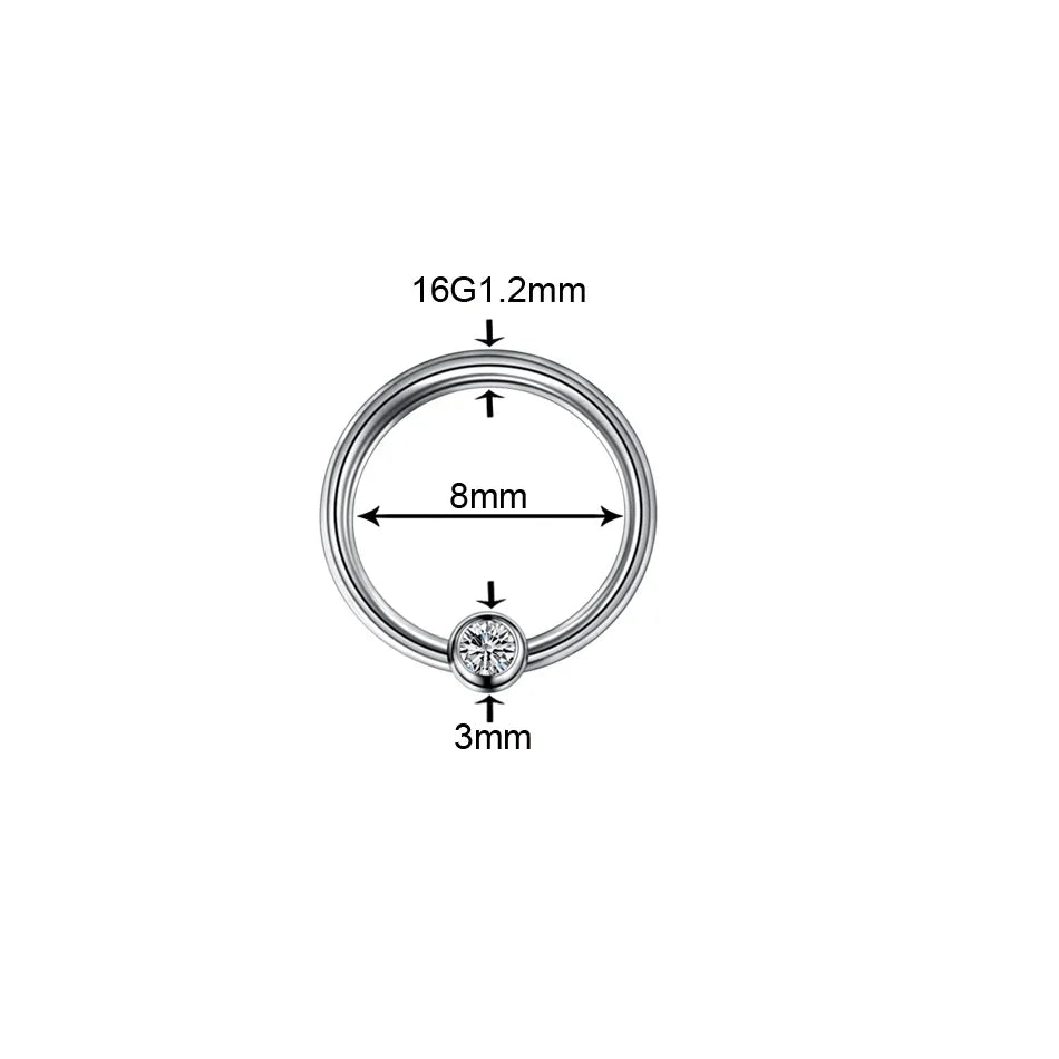 1Pc Titanium Nose Piercing Earrings Anodized Captive Bead Rings 16G Septum Hoop Ring Helix Daith Cartilage Tragus Earrings