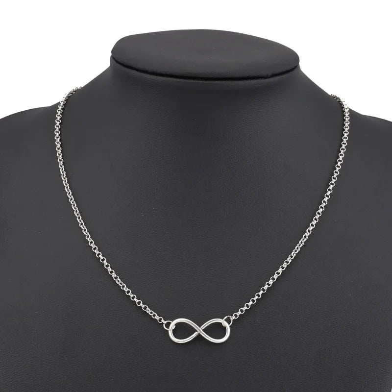 Aihua New Fashion Silver Color Infinity Necklaces & Pendants for Women Choker Party Jewelry Gifts Bijuter Collar