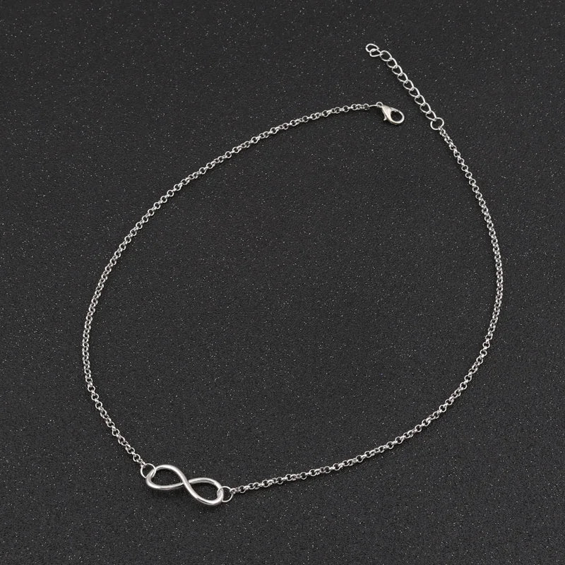 Aihua New Fashion Silver Color Infinity Necklaces & Pendants for Women Choker Party Jewelry Gifts Bijuter Collar
