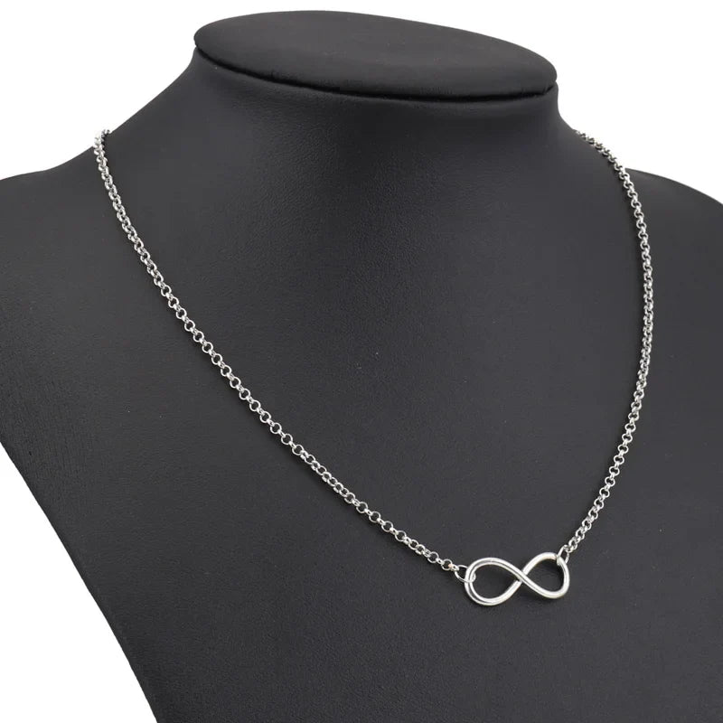 Aihua New Fashion Silver Color Infinity Necklaces & Pendants for Women Choker Party Jewelry Gifts Bijuter Collar