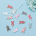 10pcs/lot Breast Cancer Awareness Ribbon Pendant Pink Ribbon Charm Pendants DIY Accessories for Women Jewelry Necklace Bracelet