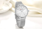 CURREN Original Women's Luxury Watch Matte Dial Japanese Quartz Movement Stainless Steel Mesh Strap with Box
