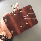 Handmade Genuine Leather Key Wallet Men Holder Keychain Pouch Purse Zipper Designer Housekeeper Car Small Key Case Keys Pouch