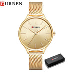 CURREN Original Women's Luxury Watch Matte Dial Japanese Quartz Movement Stainless Steel Mesh Strap with Box