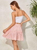 2025 Hot Sexy Ins Women's High Waist Fashion Printed Skirt Bohemian Style Small Floral A-line Female Mini Skirts Womens