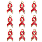 10pcs/lot Breast Cancer Awareness Ribbon Pendant Pink Ribbon Charm Pendants DIY Accessories for Women Jewelry Necklace Bracelet
