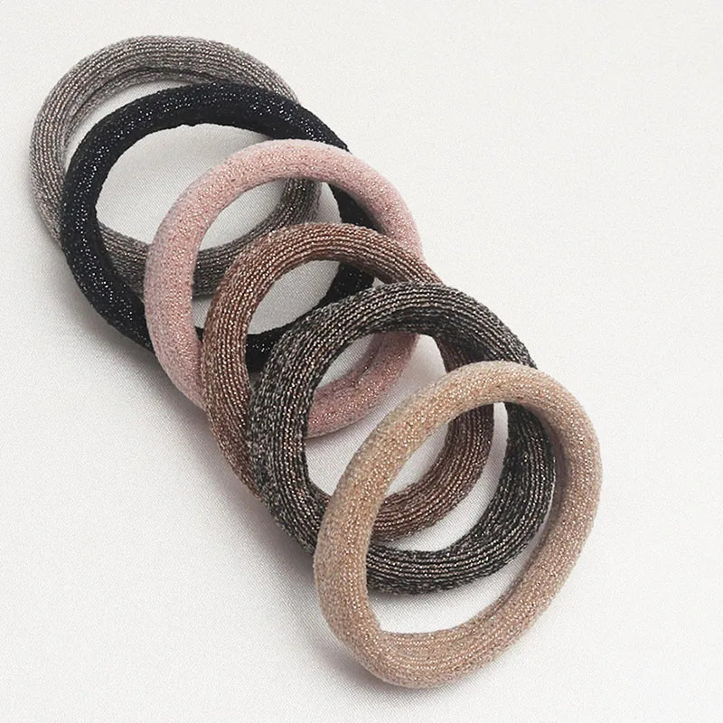 6PCS Women Glitter Hair Scrunchies Girls Elastic Hair Rubber Bands Hair Holder/Gum Hair Accessories Ponytail Hair Holders
