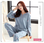 Big yards M-4XL v-neck long sleeve pajamas set for women floral print nightwear autumn cotton sleepwear nightie female pyjama