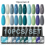 10PCS/Set Gel Nail Polish Set 125 Colors Glitter Semi Permanent Hybrid Gel Varnishes Base Top Coat Soak Off UV LED Nail Art Gel