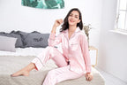 2 Piece Personalized Name Women Sleepwear Faux Silk Satin Pajamas Set Long Sleeve Sleepwear Pajamas Suit Female Homewear