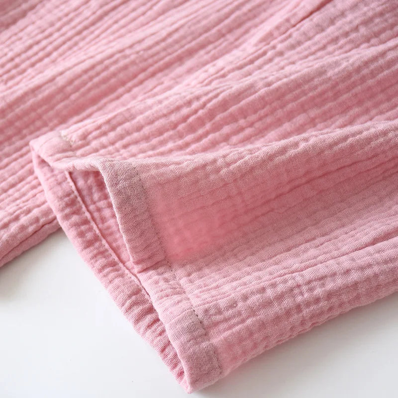 2025 Japanese Kimono Set 100%Cotton Pajamas Two-piece Couple Yukata Loose Men's And Women's Sweat Steaming Suit Home Service Set