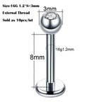 10Pcs/20Pcs/50Pcs G23 Titanium Labret Piercing Internal & External Design Lip Piercing Labret Stud Cartilage Helix Piercing