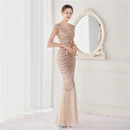 DEERVEADO Elegant V Neck Mermaid Evening Dress Long Luxury Beads Women Evening Party Dresses 2025 New Formal Dress 19085