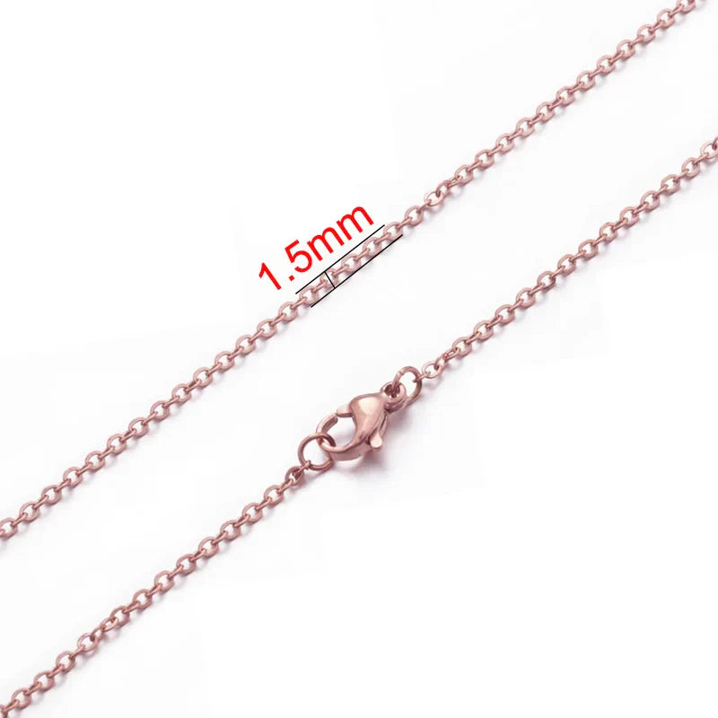 AHKNORMAILCUI 5pcs/Lot Stainless Steel 1 1.5 2mm Rolo Link Chain Necklace Gold 40 45 50 60CM Long Chain Lobster Clasp Necklace