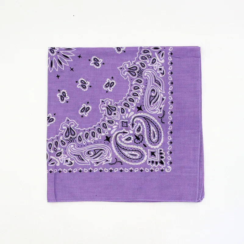 55CM Square Scarf  Women Spring Soft Color White Blue Purpel Khaki Paisley Cotton Headband Hip-hop Men Bandana