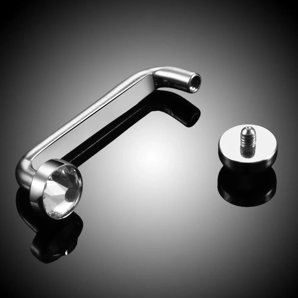 1Pc G23 Titanium Micro Dermal Piercing Crystal Dermal Anchor Piercing Top Internal &External Skin Diver Surface Piercing Jewelry