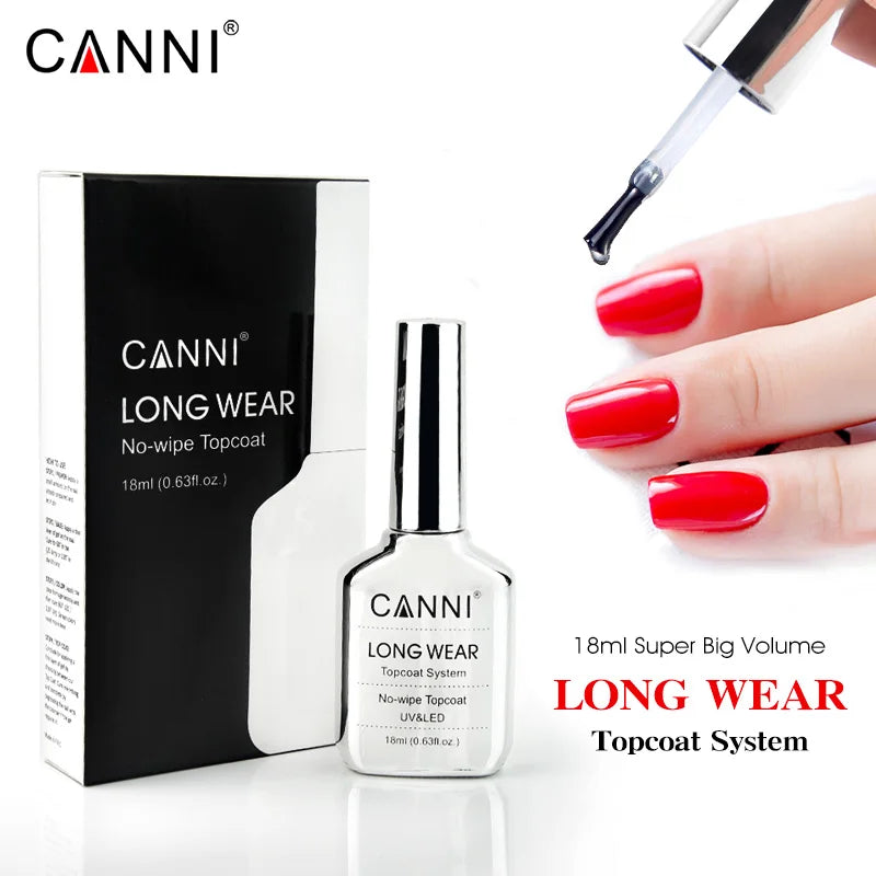 CANNI New 18ml Long Wear No-wipe Bright Topcoat Peeloff Base coat 5g Crystal Magnetic Cat Eye Gel Sparkling Glitter Varnishe