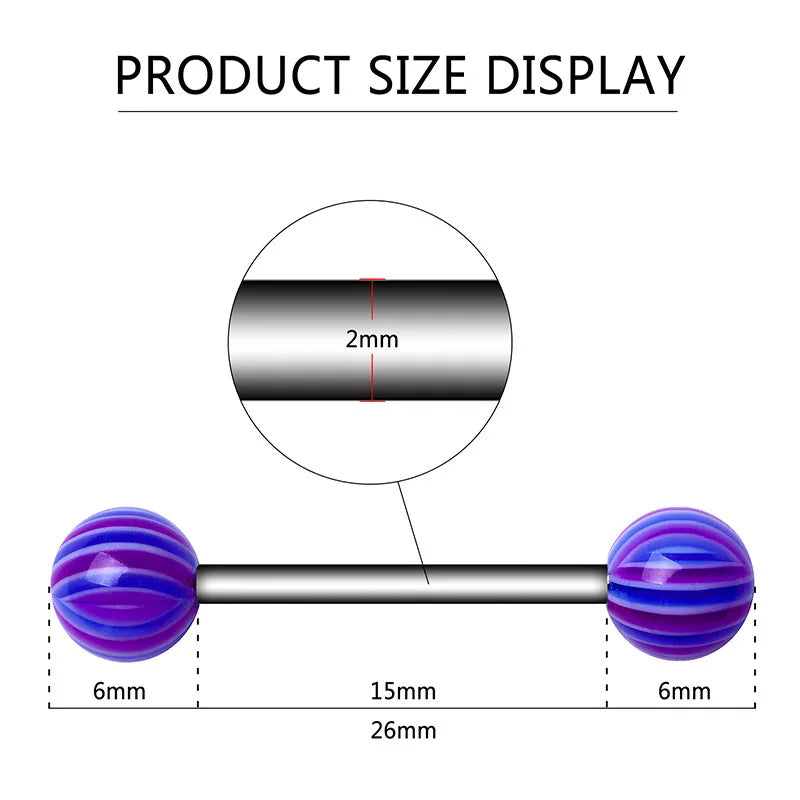 10/20PC Acrylic Tongue Ring Mixed Color Stainless Steel Tongue Piercing Barbell Wholesale Women Sexy Body Jewelry Gift Wholesale