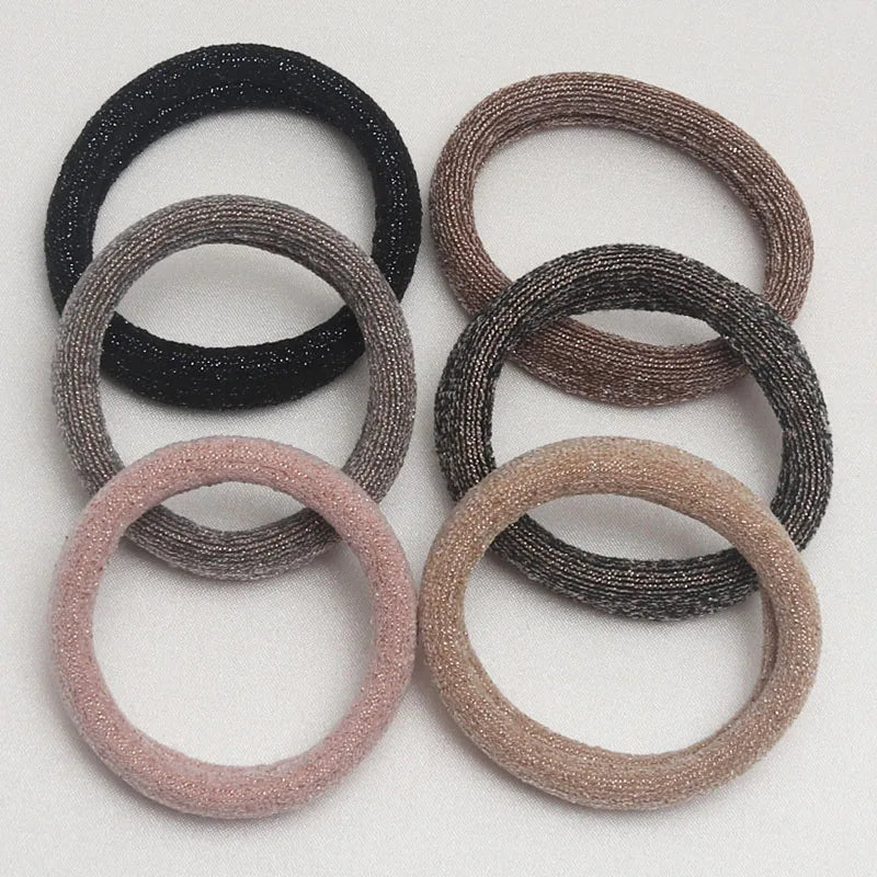 6PCS Women Glitter Hair Scrunchies Girls Elastic Hair Rubber Bands Hair Holder/Gum Hair Accessories Ponytail Hair Holders