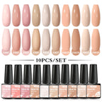 10PCS/Set Gel Nail Polish Set 125 Colors Glitter Semi Permanent Hybrid Gel Varnishes Base Top Coat Soak Off UV LED Nail Art Gel