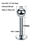 10Pcs/20Pcs/50Pcs G23 Titanium Labret Piercing Internal & External Design Lip Piercing Labret Stud Cartilage Helix Piercing