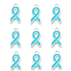 10pcs/lot Breast Cancer Awareness Ribbon Pendant Pink Ribbon Charm Pendants DIY Accessories for Women Jewelry Necklace Bracelet