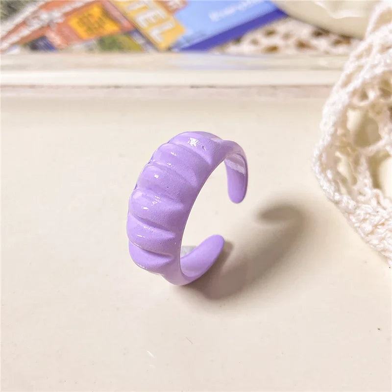 2022 Summer Colorful Ring Set Wholesale Fashion Geometric Chain Candy Color Irregular Opening Rings Women Party Finger Jewelry
