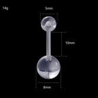 1Piece Surgical Steel Anodized Belly Button Rings Matte Balls Navel Studs Banana  Curved Barbell Body Piercing Jewelry 14g