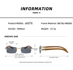 2024 Sqaure Brand Designer Sunglasses Men Women Sun Glasses Wood Frames Rimless Black Eyeglasses Fashion Eyewear Gafas De Sol