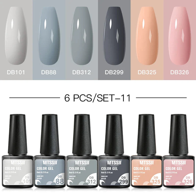 10PCS/Set Gel Nail Polish Set 125 Colors Glitter Semi Permanent Hybrid Gel Varnishes Base Top Coat Soak Off UV LED Nail Art Gel