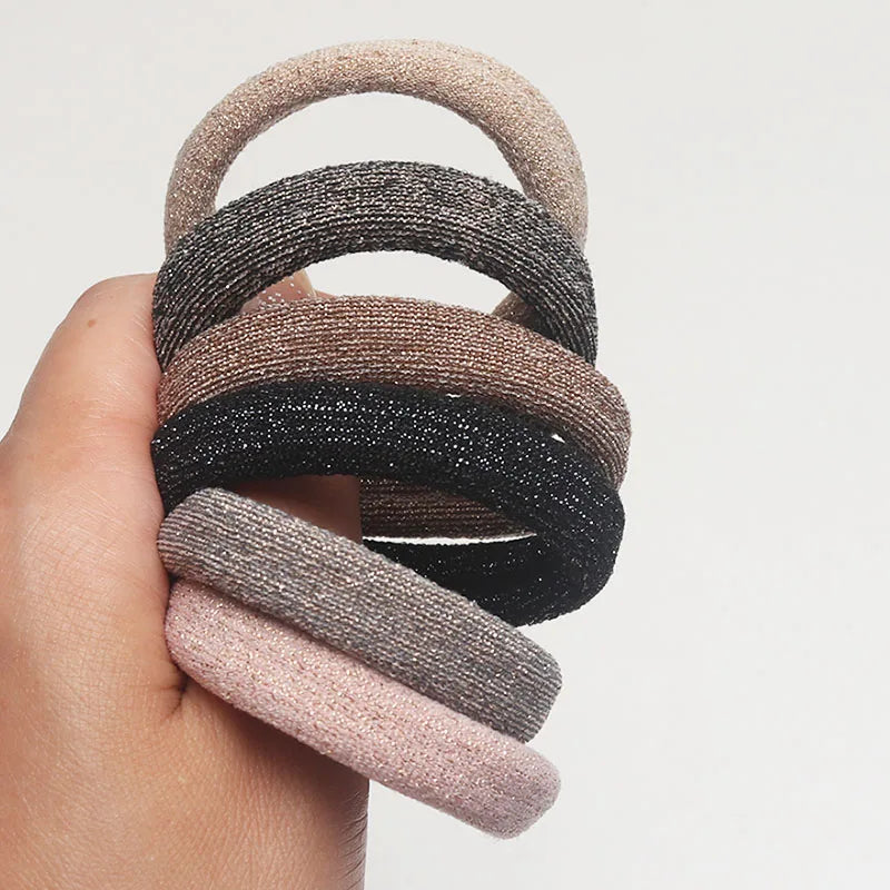 6PCS Women Glitter Hair Scrunchies Girls Elastic Hair Rubber Bands Hair Holder/Gum Hair Accessories Ponytail Hair Holders