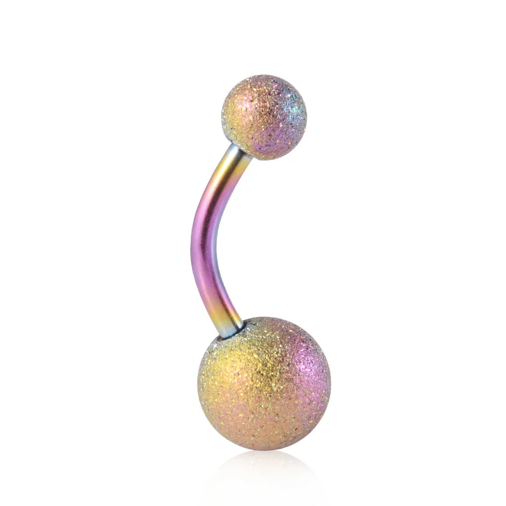 1Piece Surgical Steel Anodized Belly Button Rings Matte Balls Navel Studs Banana  Curved Barbell Body Piercing Jewelry 14g