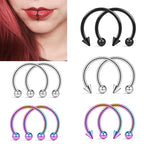 2pcs Stainless Steel Nose Hoop Ring Septum Rings Lip Studs Nostril Earrings Circular Tragus Ear Piercing Horseshoe Body Jewelry