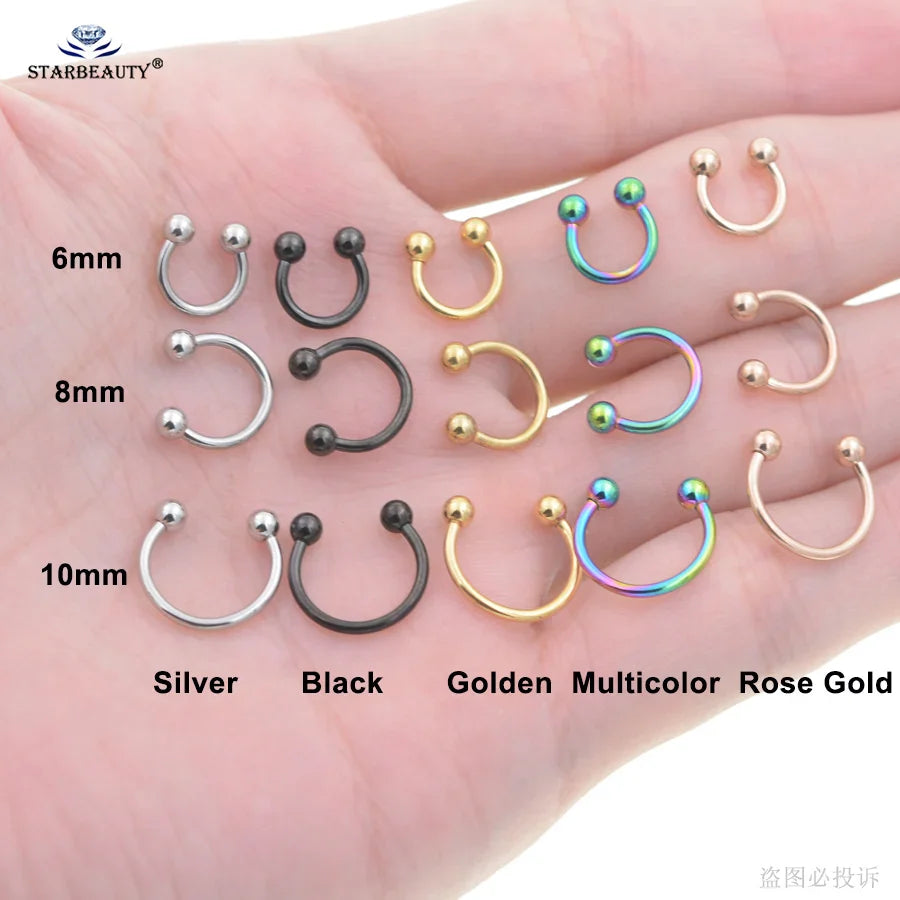 1Pc Moon Ball Smile Piercing Tooth, Labret Nose Ring, Conch Earrings, Nipple Genital Jewelry, Helix Tragus Piercing 1.2x6/8/10mm