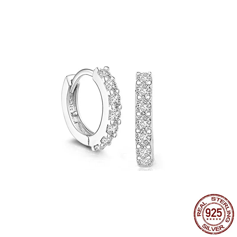 2020 NEW HOT SALE 100% Real 925 Sterling Silver Crystal Circle Earring For Women Making Jewelry Gift Wedding Party Engagement