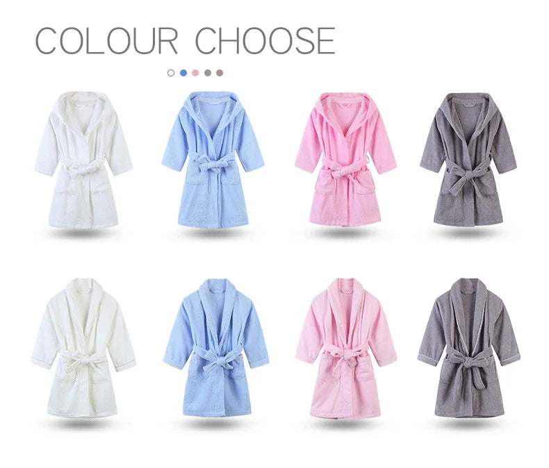 100% Cotton Toweling Terry Robe Kids Cartoon Robe Boy&Girls Hooded Robe Winter Warm Bathrobe Soft Sleeprobe Kids Casual Homewear