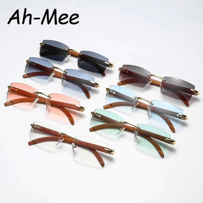 2024 Sqaure Brand Designer Sunglasses Men Women Sun Glasses Wood Frames Rimless Black Eyeglasses Fashion Eyewear Gafas De Sol