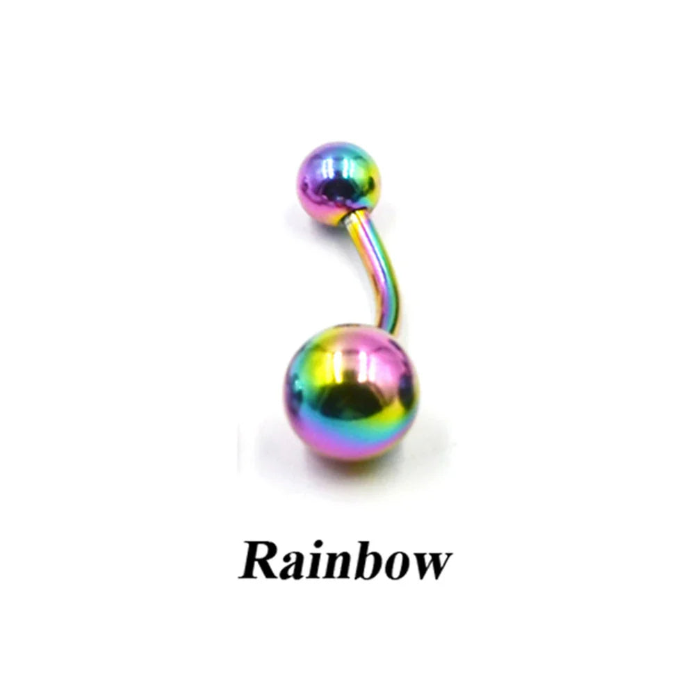 1Piece Surgical Steel Anodized Belly Button Rings Matte Balls Navel Studs Banana  Curved Barbell Body Piercing Jewelry 14g