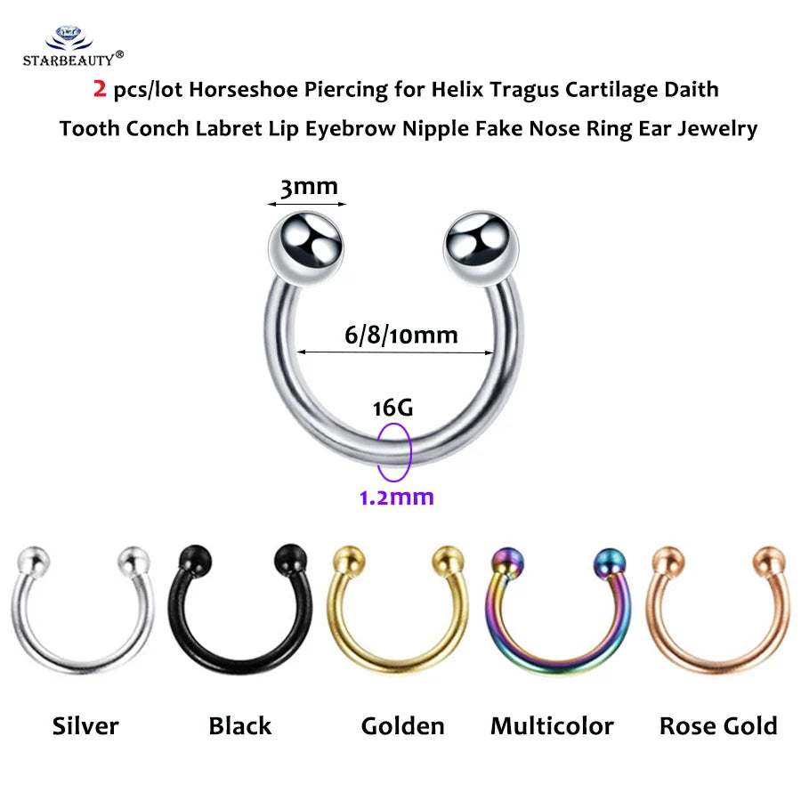 1Pc Moon Ball Smile Piercing Tooth, Labret Nose Ring, Conch Earrings, Nipple Genital Jewelry, Helix Tragus Piercing 1.2x6/8/10mm