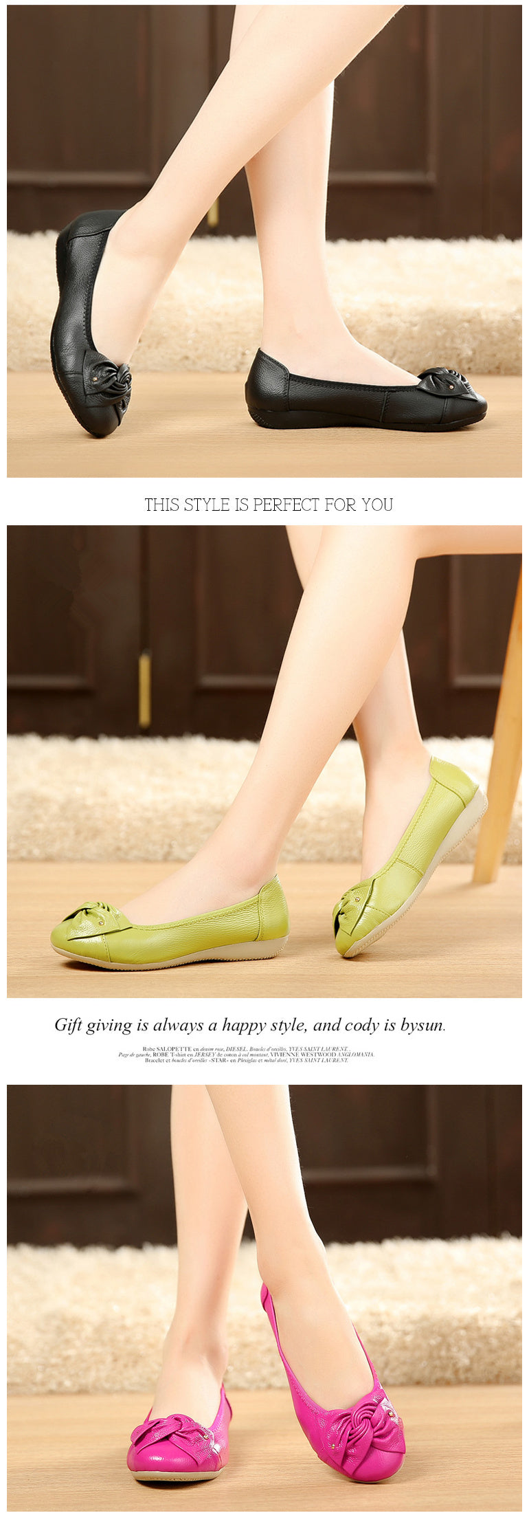 EOFK Women Ballet Flats Genuine Leather Shoes Spring Soft Casual Comfy Ballerina Flat Ladies Shallow Slip On Female Loafers