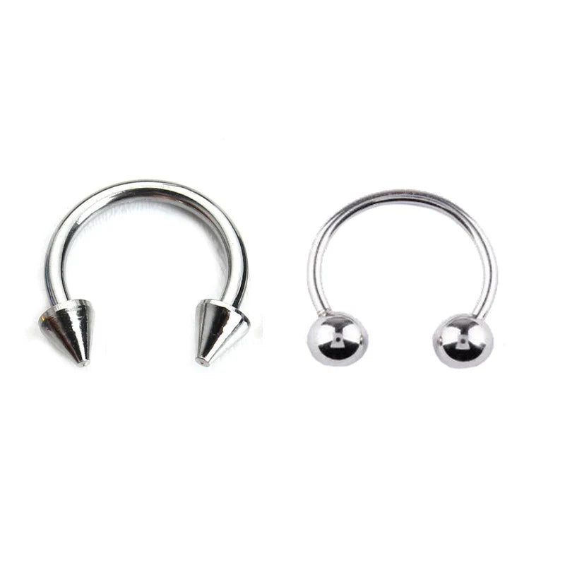 2pcs Stainless Steel Nose Hoop Ring Septum Rings Lip Studs Nostril Earrings Circular Tragus Ear Piercing Horseshoe Body Jewelry