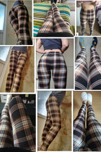 CUHAKCI Female Fitness Leggings Women Print Plaid Leggings Lady Sexy Slim Pencil Pants Push Up Elastic Waist Trousers