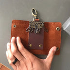 Handmade Genuine Leather Key Wallet Men Holder Keychain Pouch Purse Zipper Designer Housekeeper Car Small Key Case Keys Pouch
