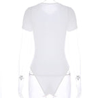 Casual Basic Black White Bodysuit Women Summer Short Sleeve Woman Body Top Cotton Bodycon Jumpsuit Romper Ladies 2020